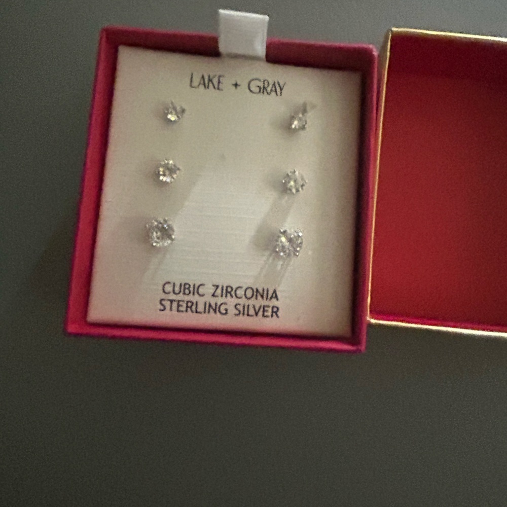 Silver Cubic Zirconia Earrings Set